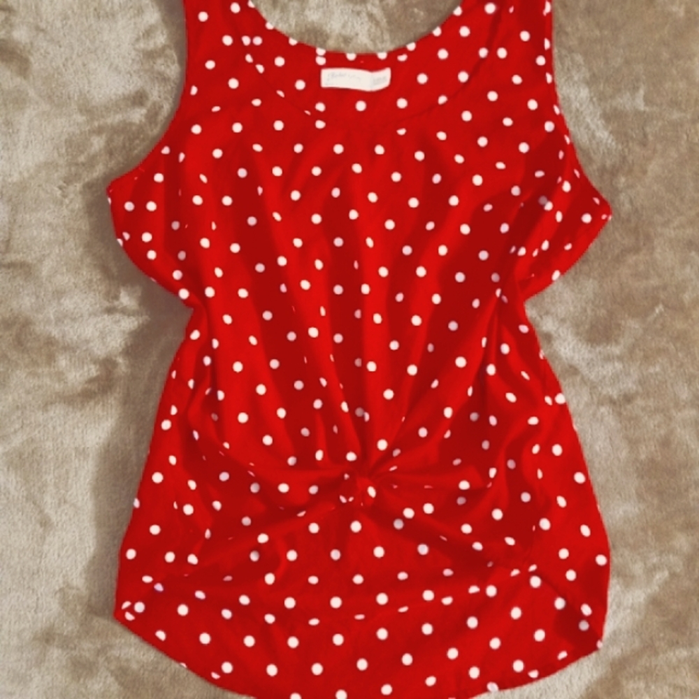 Sleeveless Classic Polka-dot Tummy Tuck Pleated Blouse